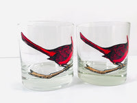 Load image into Gallery viewer, Couroc Signed Mid-Century Red Cardinal Old Fashion Glasses (Set of 2)
