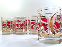 Load image into Gallery viewer, Culver Signed Mid-Century Santa Noel Double Old Fashion Glasses (Set of 4)
