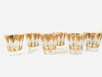 Load image into Gallery viewer, Fred Press Signed Gold and White Diamond Double Old Fashion Glasses (Set of 6)
