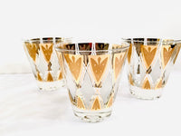 Load image into Gallery viewer, Fred Press Signed Gold and White Diamond Double Old Fashion Glasses (Set of 6)
