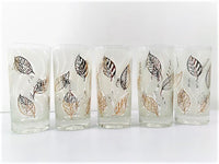 Load image into Gallery viewer, Fred Press Signed Mid-Century Gold and White Modern Leaf Glasses (Set of 5)
