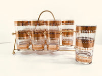 Load image into Gallery viewer, Culver Signed Mid-Century Barcelona 22-Karat Gold Highball Glasses 9-Piece Set
