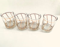 Load image into Gallery viewer, Georges Briard Signed Golden Diagonal Double Old Fashion Glasses (Set of 4)
