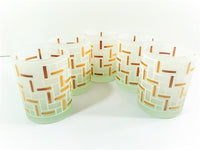 Load image into Gallery viewer, Georges Briard Signed Gold and Frosted Geometric Modern Double Old Fashion Glasses (Set of 5)

