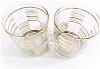 Load image into Gallery viewer, Georges Briard Signed Gold and White Geometric Double Old Fashion Glasses (Set of 2)
