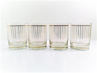 Load image into Gallery viewer, Culver Signed Mid-Century 22-Karat Gold Striped Double Old Fashion Glasses (Set of 4)
