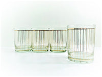 Load image into Gallery viewer, Culver Signed Mid-Century 22-Karat Gold Striped Double Old Fashion Glasses (Set of 4)
