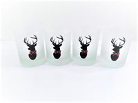 Load image into Gallery viewer, Culver Signed Mid-Century Plaid Reindeer Double Old Fashion Glasses (Set of 4)
