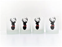 Load image into Gallery viewer, Culver Signed Mid-Century Plaid Reindeer Double Old Fashion Glasses (Set of 4)
