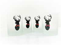 Load image into Gallery viewer, Culver Signed Mid-Century Plaid Reindeer Double Old Fashion Glasses (Set of 4)
