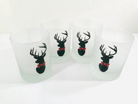 Load image into Gallery viewer, Culver Signed Mid-Century Plaid Reindeer Double Old Fashion Glasses (Set of 4)
