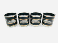 Load image into Gallery viewer, Georges Briard Mid-Century Gold and Black Bands Netting Glasses (Set of 4)
