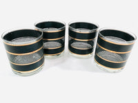 Load image into Gallery viewer, Georges Briard Mid-Century Gold and Black Bands Netting Glasses (Set of 4)
