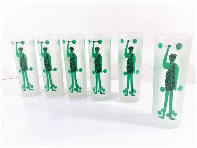 Libbey Vintage Green Giant Tall Collins Glasses (Set of 6)