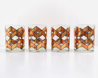 Load image into Gallery viewer, Culver Gold and Copper Herringbone Double Old Fashion Glasses (Set of 4)
