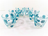 Load image into Gallery viewer, Mid-Century Atomic Turquoise Honeycomb Glasses (Set of 6)
