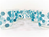 Load image into Gallery viewer, Mid-Century Atomic Turquoise Honeycomb Glasses (Set of 6)
