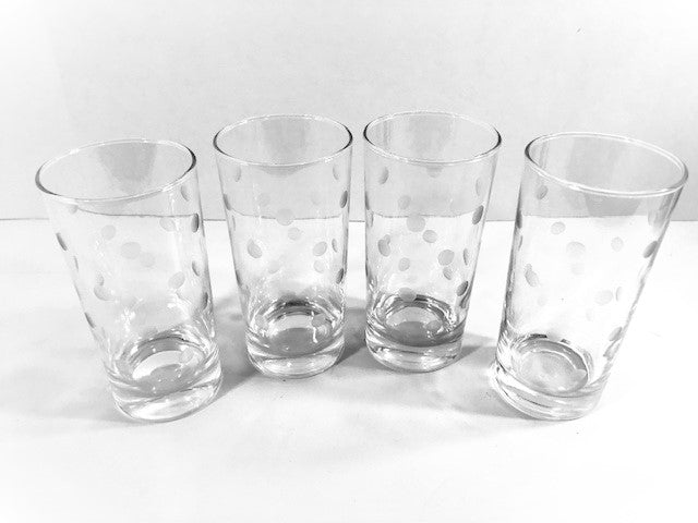 4 Vintage Etched Highball Glasses, 1950's, 12 oz Cocktail Whiskey