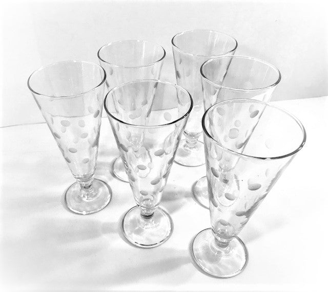 Vintage Etched Dot Pilsner - Champagne Glasses (Set of 6)