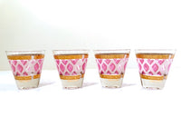 Load image into Gallery viewer, Fred Press Signed Mid-Century Pink and 22-Karat Gold Whiskey Glasses (Set of 4)
