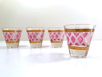 Load image into Gallery viewer, Fred Press Signed Mid-Century Pink and 22-Karat Gold Whiskey Glasses (Set of 4)
