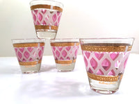 Load image into Gallery viewer, Fred Press Signed Mid-Century Pink and 22-Karat Gold Whiskey Glasses (Set of 4)
