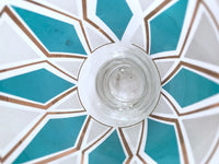 Load image into Gallery viewer, Libbey Mid-Century Emerald Blue and 22-Karat Gold Diamond Pilsner Glasses With Atomic Carrier (Set of 8)
