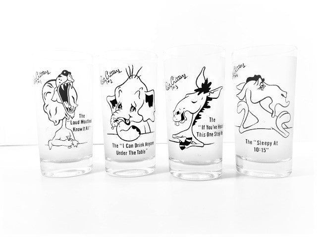 Federal Glass Party Critter Humorous Frosted Glasses (Set of 4)