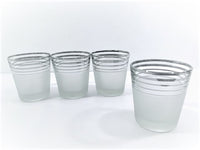 Load image into Gallery viewer, Federal Glass Mid-Century Frosted and Silver Bands Glasses (Set of 4)
