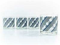 Load image into Gallery viewer, Georges Briard Signed Mid-Century Grey and Blue Striped Glasses (Set of 4)
