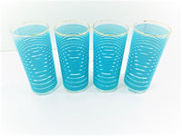 Load image into Gallery viewer, Federal Glass Mid-Century Aqua Stripe Tall Collins Glasses (Set of 4)
