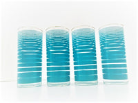 Load image into Gallery viewer, Federal Glass Mid-Century Aqua Stripe Tall Collins Glasses (Set of 4)
