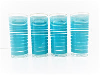 Load image into Gallery viewer, Federal Glass Mid-Century Aqua Stripe Tall Collins Glasses (Set of 4)
