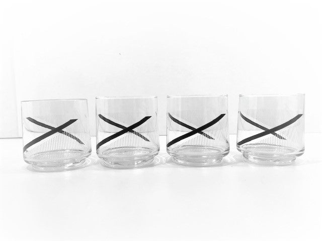 Libbey Black and White Geometric Glasses (Set of 4)