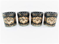 Load image into Gallery viewer, Culver Signed Mid-Century 22-Karat Gold and Black Baroque Glasses (Set of 4)
