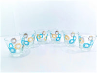Load image into Gallery viewer, Mid-Century Gold and Turquoise Atomic Burst Glasses (Set of 6)
