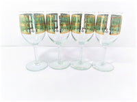Load image into Gallery viewer, Starlyte Signed Mid-Century 22-Karat Gold and Green Wine Glasses (Set of 4)
