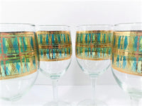 Load image into Gallery viewer, Starlyte Signed Mid-Century 22-Karat Gold and Green Wine Glasses (Set of 4)
