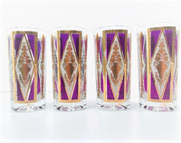 Load image into Gallery viewer, Cera Signed Mid-Century Gold and Amethyst Highball Glasses (Set of 4)
