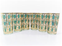 Load image into Gallery viewer, Culver Signed Mid-Century 22-Karat Gold and Green Shoji Style Highball Glasses (Set of 6)

