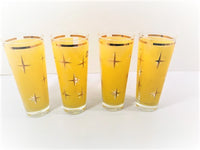 Load image into Gallery viewer, Bartlett Collins Mid-Century Yellow Atomic North Star Tall Collins Glasses (Set of 4)

