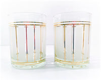 Load image into Gallery viewer, Culver Signed ServeMates White and Gold Stripe Double Old Fashion Glasses (Set of 2)
