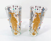 Load image into Gallery viewer, Culver Mid-Century Mardi Gras Jester With Jewels Tall Collins Glasses (Set of 2 )
