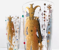 Load image into Gallery viewer, Culver Mid-Century Mardi Gras Jester With Jewels Tall Collins Glasses (Set of 2 )
