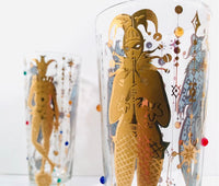 Load image into Gallery viewer, Culver Mid-Century Mardi Gras Jester With Jewels Tall Collins Glasses (Set of 2 )
