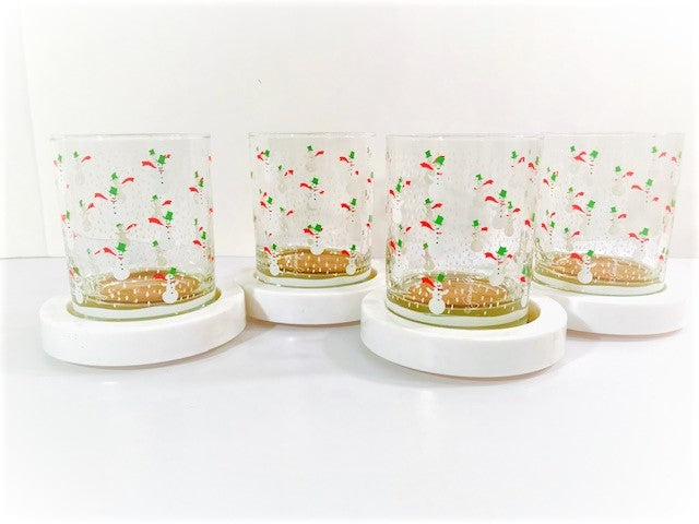 Georges Briard Signed 8-Piece Snowman Double Old Fashion Glasses