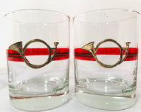 Load image into Gallery viewer, Georges Briard Signed Christmas Horn Double Old Fashion Glasses (Set of 4)
