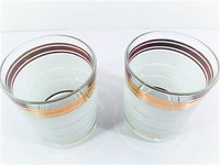 Load image into Gallery viewer, Libbey Mid-Century Gold and Frosted Band Double Old Fashion Glasses (Set of 2)
