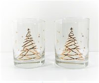 Load image into Gallery viewer, Culver Signed Mid-Century Golden Christmas Tree Double Old Fashion Glasses (Set of 2)
