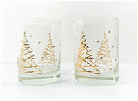 Load image into Gallery viewer, Culver Signed Mid-Century Golden Christmas Tree Double Old Fashion Glasses (Set of 2)

